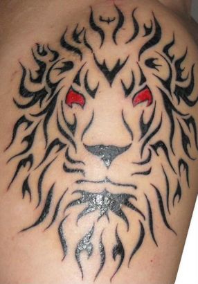 Tribal Lion Face Tattoo